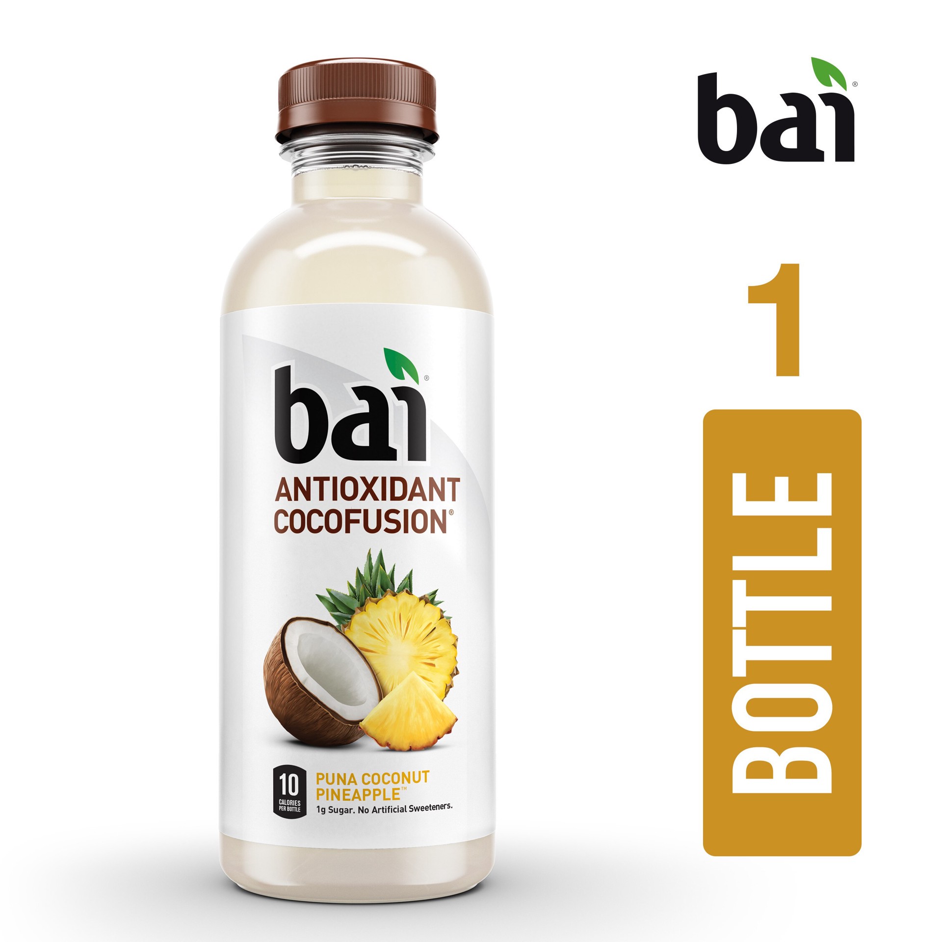 slide 3 of 6, Bai Coconut Flavored Water, Puna Coconut Pineapple, Antioxidant Infused Beverage, 18 Fluid Ounce Bottle, 18 fl oz