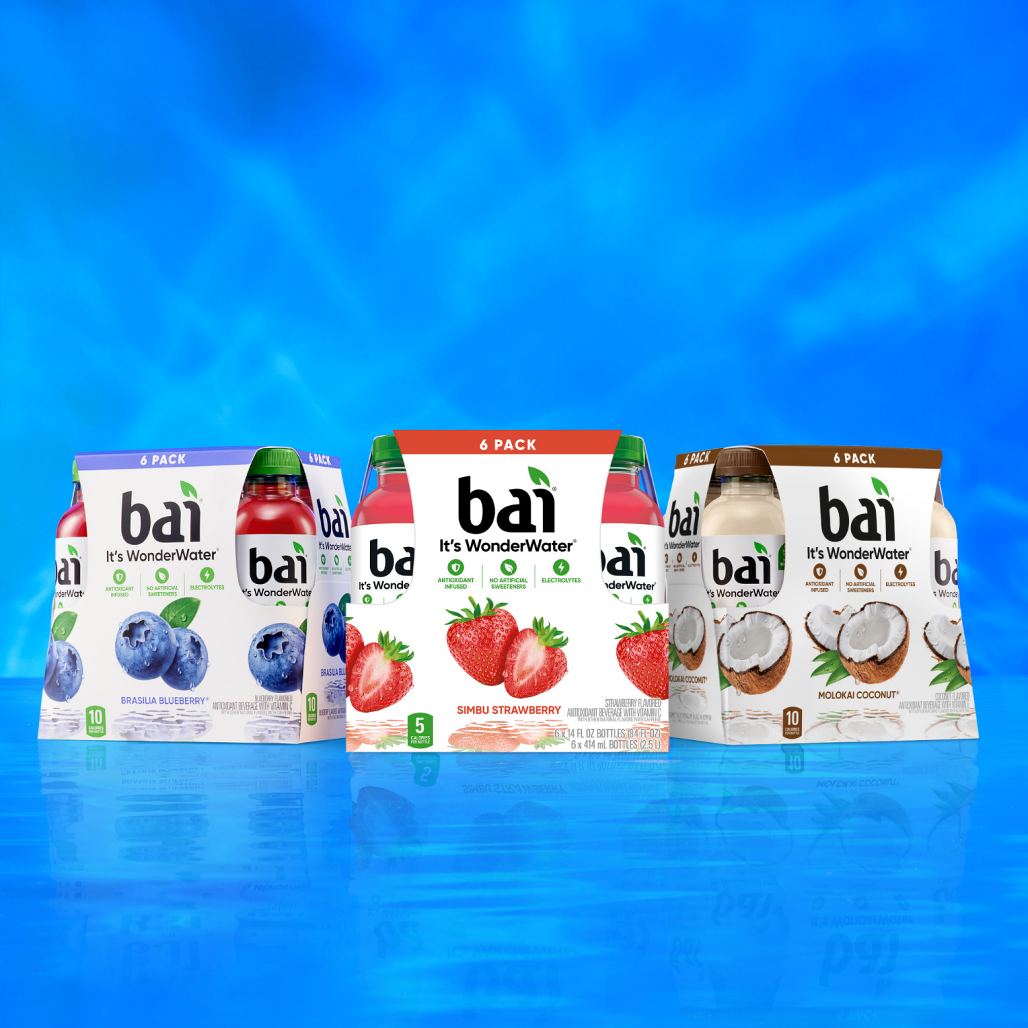 slide 7 of 7, Bai Antioxidant Infused Water Beverage, Simbu Strawberry, 14 fl oz Bottles, 6 Pack, 6 ct; 14 oz