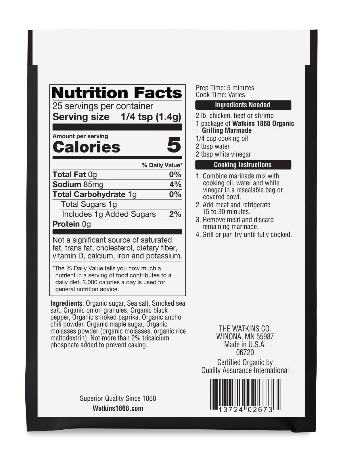 slide 2 of 2, Watkins Organic Spiced Maple Marinade - 1.25 oz, 1.25 oz