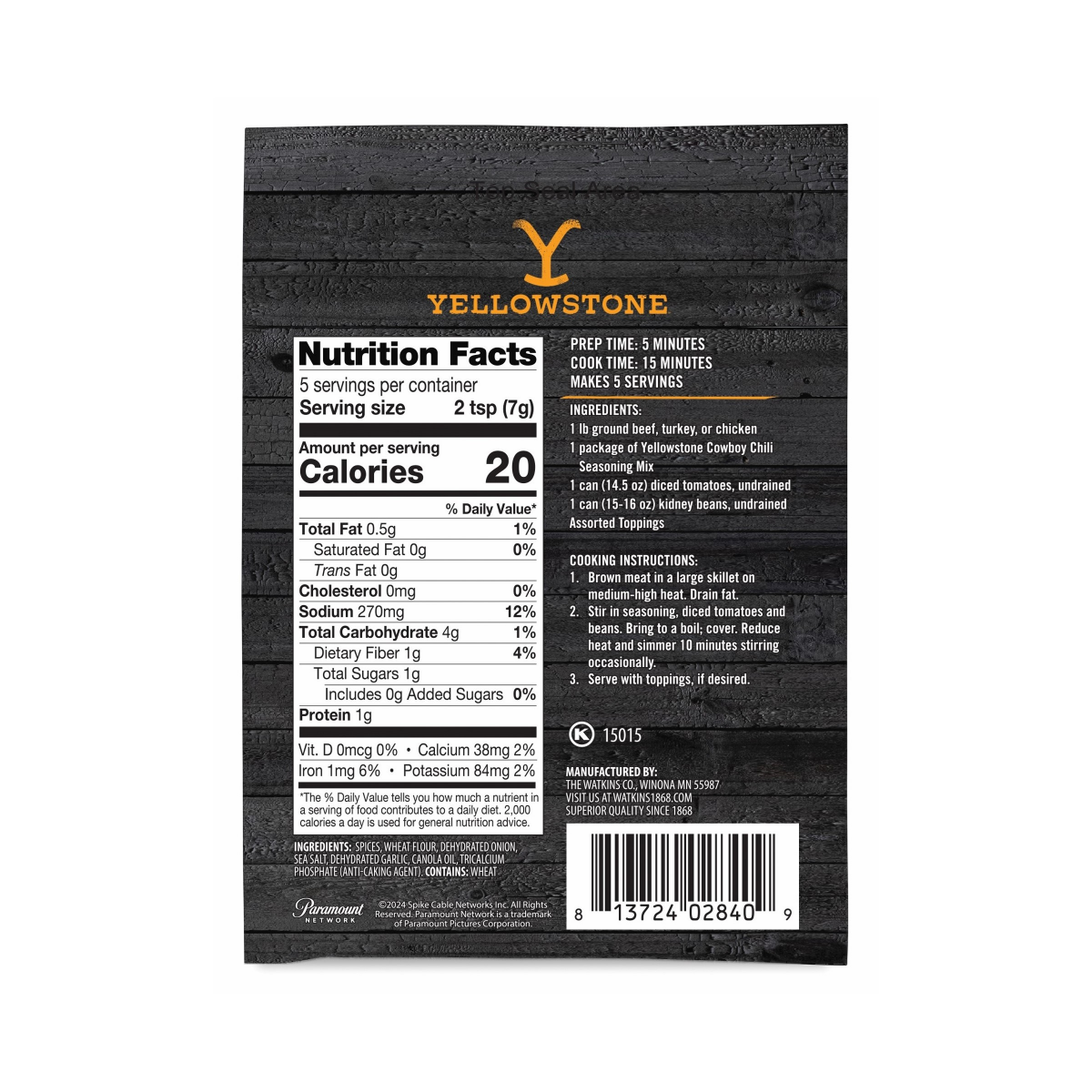 slide 2 of 2, YELLOWSTONE Cowboy Chili Seasoning - 1.25 oz, 1.25 oz