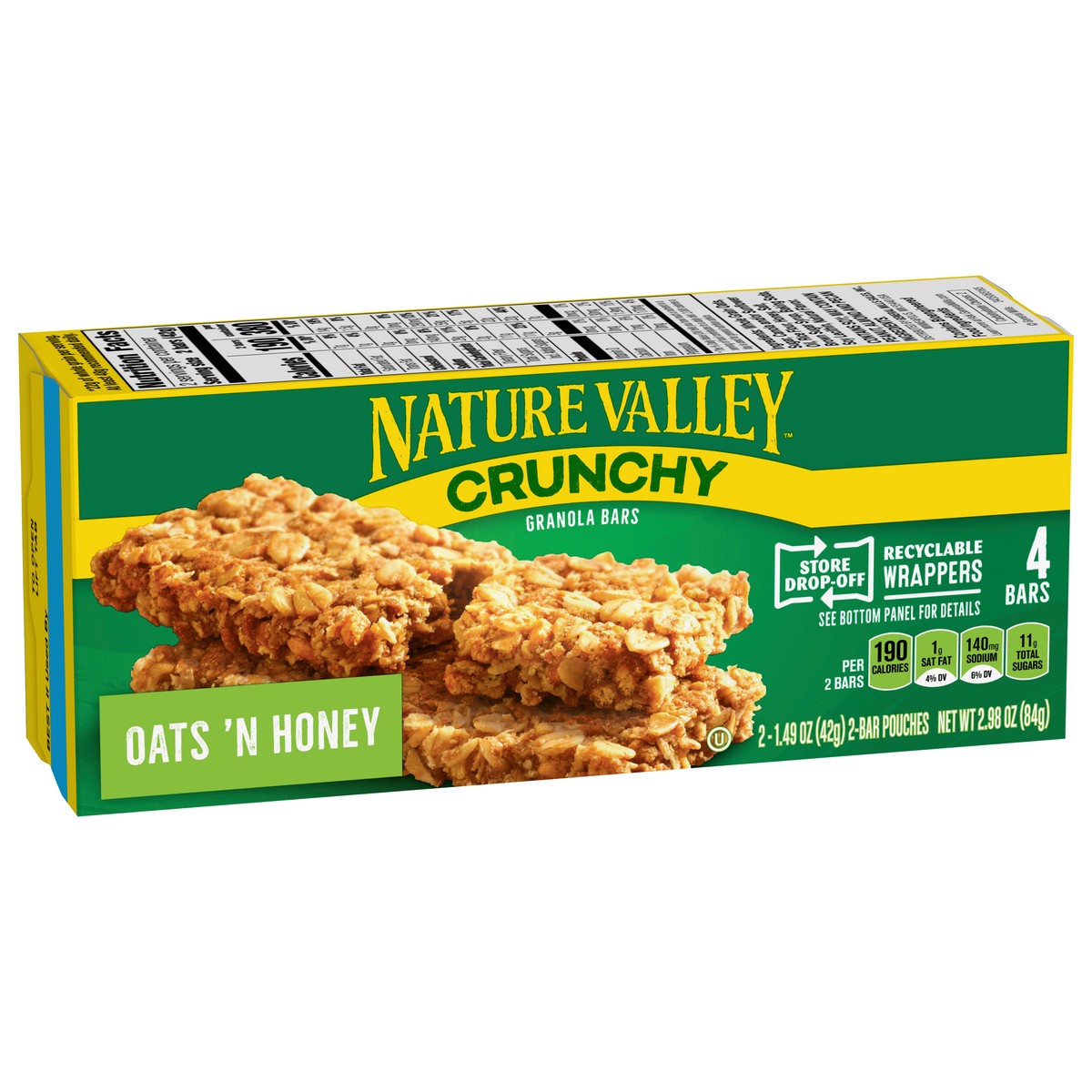 slide 4 of 14, Nature Valley(tm) Oats 'n Honey Crunchy Granola Bar, 4 ct; 1.49 oz