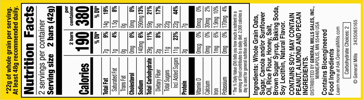 slide 12 of 14, Nature Valley(tm) Oats 'n Honey Crunchy Granola Bar, 4 ct; 1.49 oz