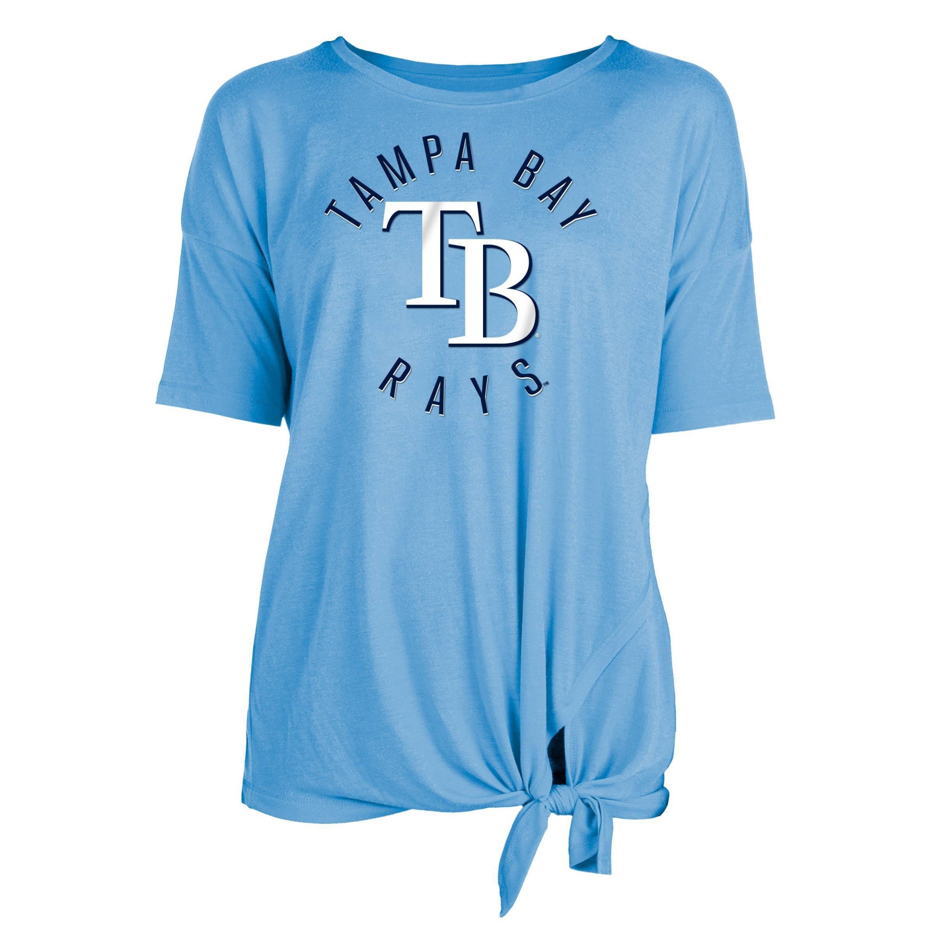 MLB Tampa Bay Rays Women's Front Twist Poly Rayon T-Shirt - XS