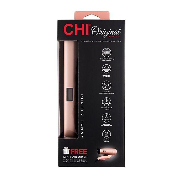 slide 3 of 4, CHI Original Digital Ceramic Hairstyling Iron - Rose Gold, 1 in