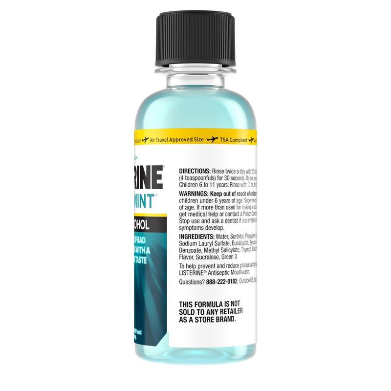 slide 5 of 6, Listerine Coolmint Zero Alcohol Mouthwash, Trial size - Trial Size - 3.2oz, 3.2 oz