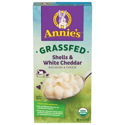 Annie's Organic Macaroni and Cheese, Shells and White Cheddar, Grassfed, 6 oz