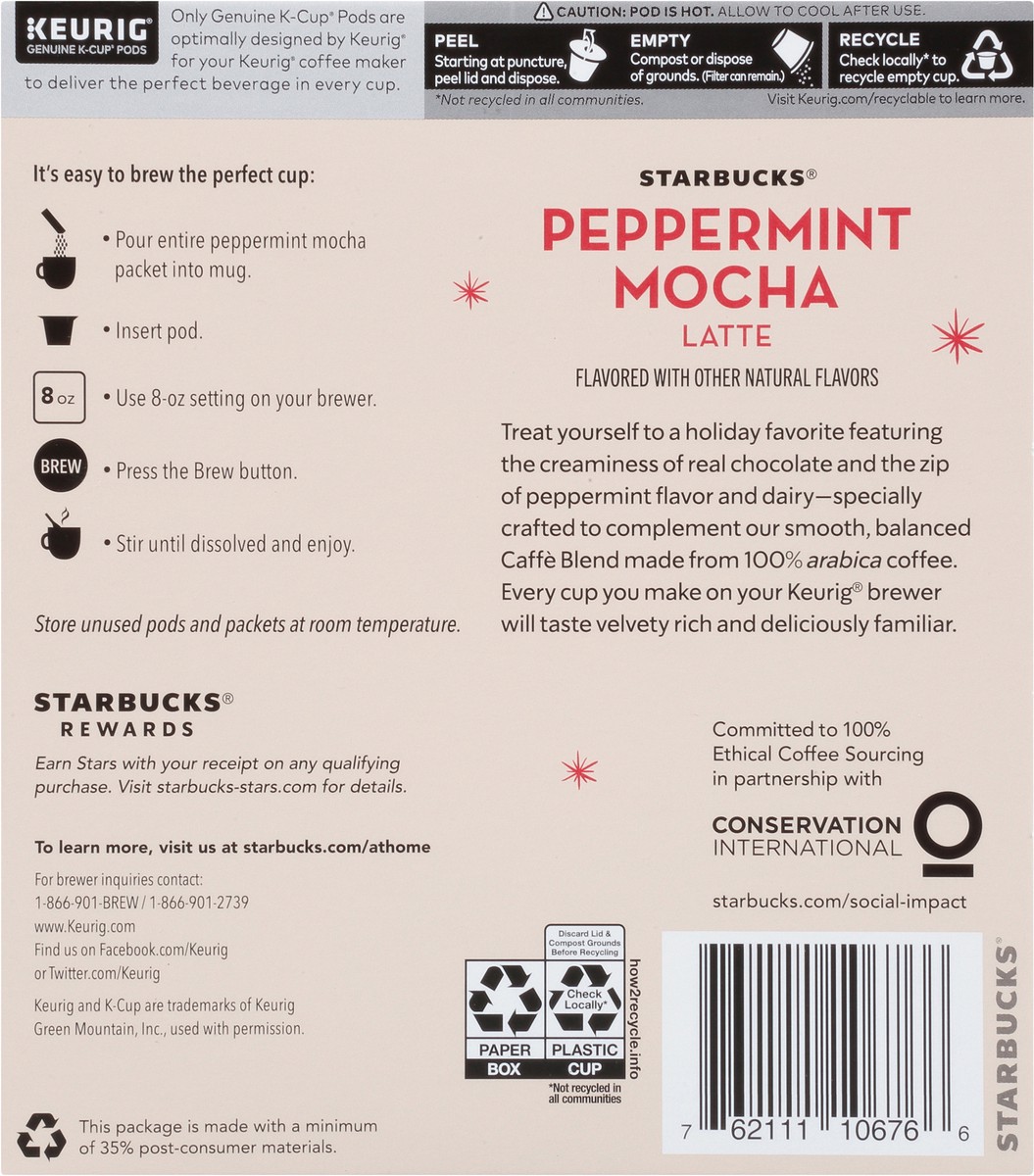 slide 6 of 12, Starbucks Peppermint Mocha Caffé Latte K-Cup Pods & Flavor Packets - 10.1 oz, 10.1 oz