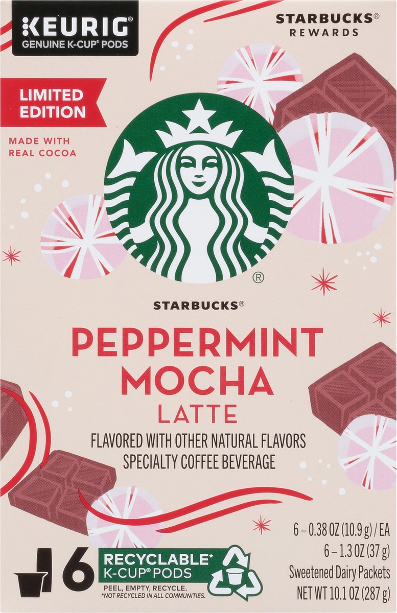 slide 12 of 12, Starbucks Peppermint Mocha Caffé Latte K-Cup Pods & Flavor Packets - 10.1 oz, 10.1 oz