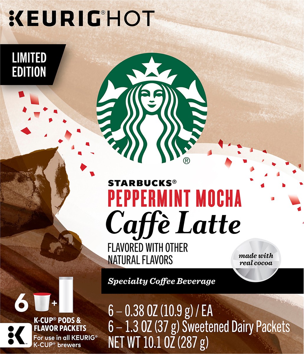 slide 4 of 12, Starbucks Peppermint Mocha Caffé Latte K-Cup Pods & Flavor Packets - 10.1 oz, 10.1 oz