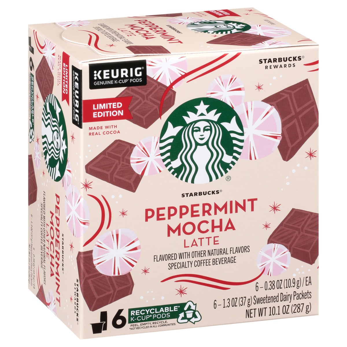 slide 2 of 12, Starbucks Peppermint Mocha Caffé Latte K-Cup Pods & Flavor Packets - 10.1 oz, 10.1 oz