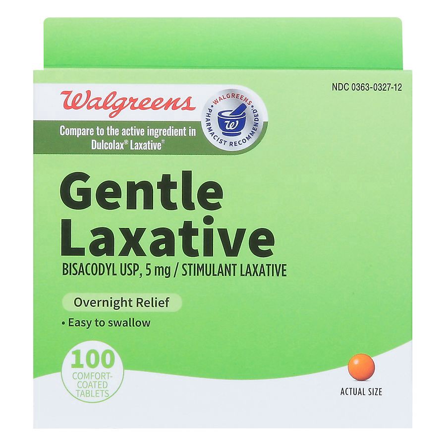 slide 5 of 5, Walgreens Overnight Relief Gentle Laxative Tablets, 100 ct