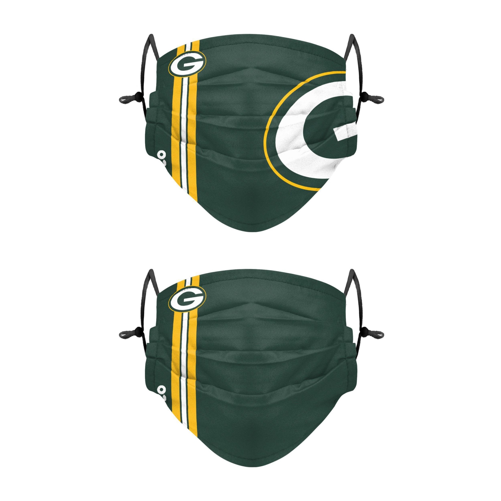 slide 1 of 1, NFL Green Bay Packers Adult Gameday Adjustable Face Covering, 2 ct