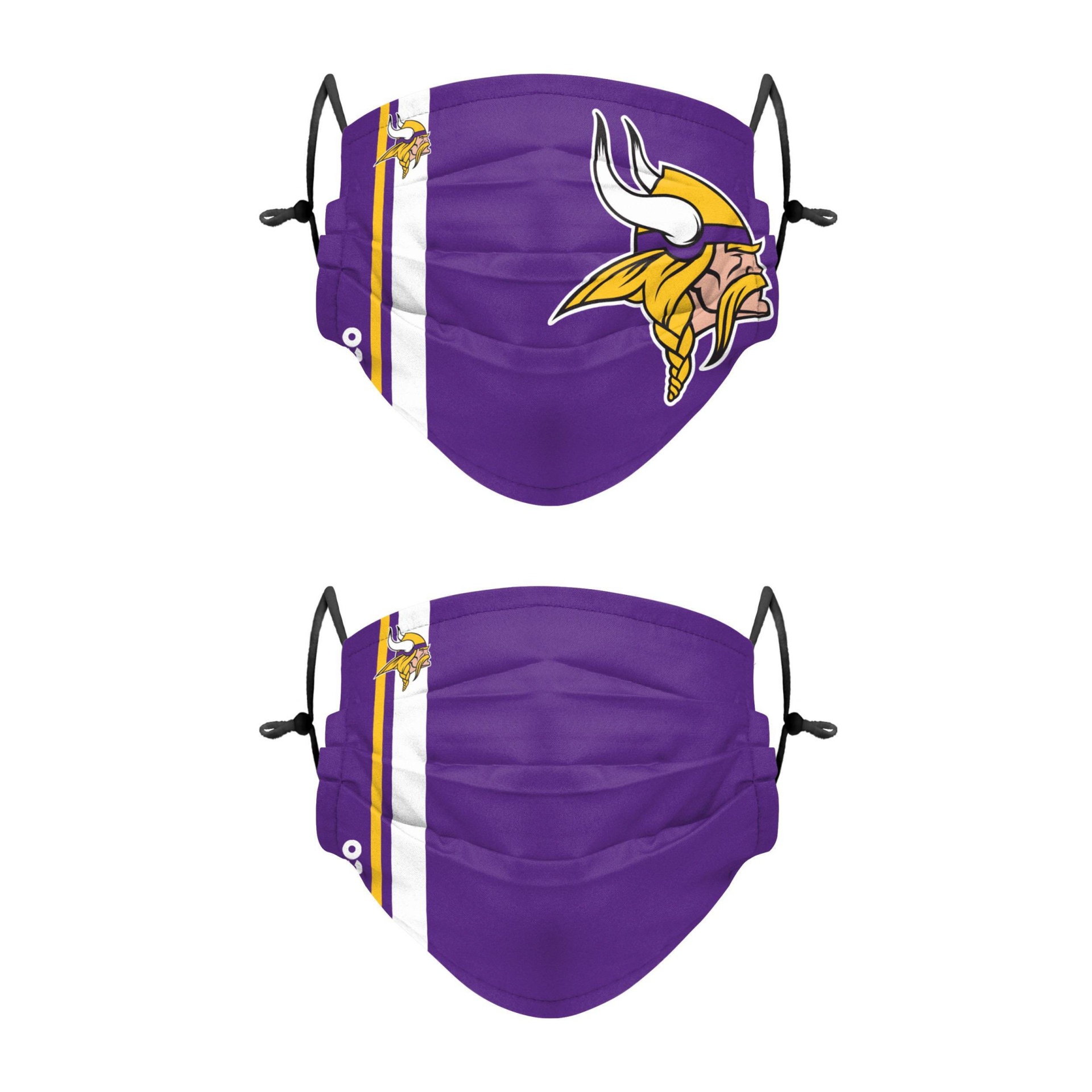 slide 1 of 1, NFL Minnesota Vikings Adult Gameday Adjustable Face Covering, 2 ct