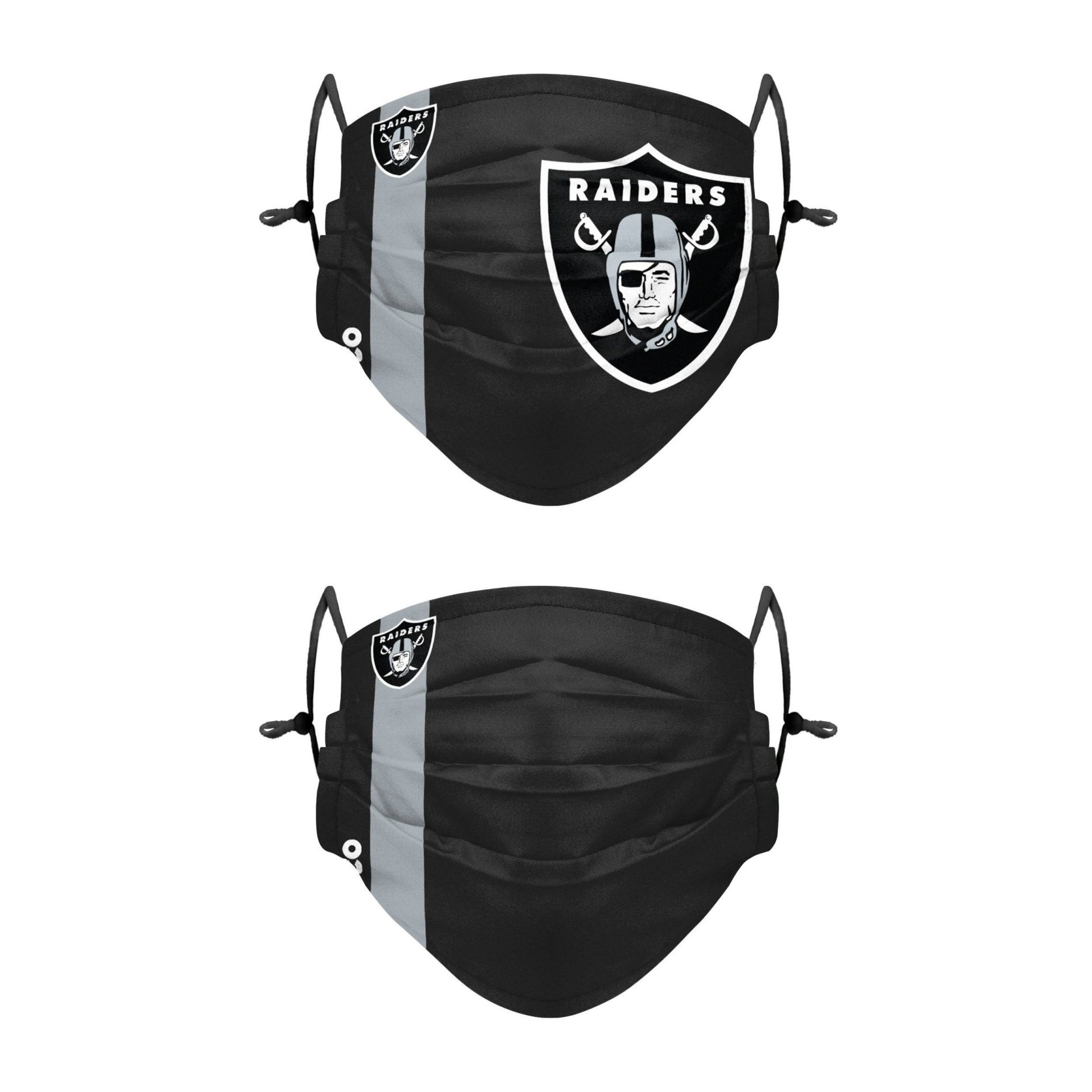 slide 1 of 1, NFL Las Vegas Raiders Adult Gameday Adjustable Face Covering, 2 ct