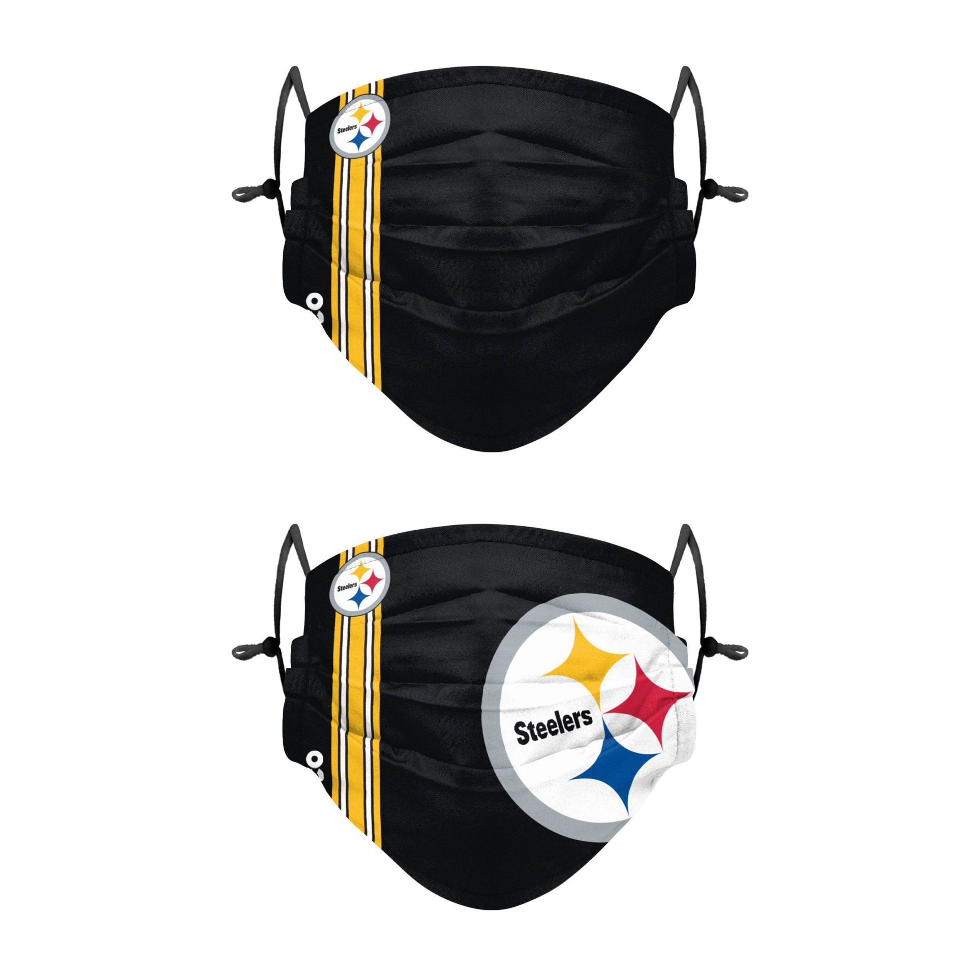 slide 1 of 1, NFL Pittsburgh Steelers Adult Gameday Adjustable Face Covering, 2 ct