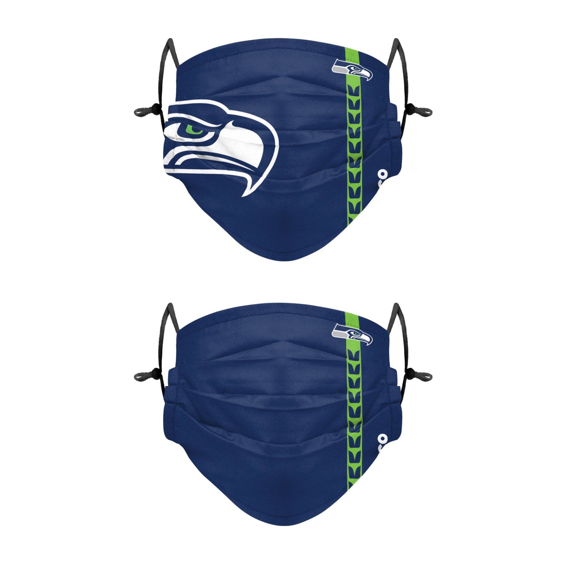 slide 1 of 1, NFL Seattle Seahawks Adult Gameday Adjustable Face Covering, 2 ct