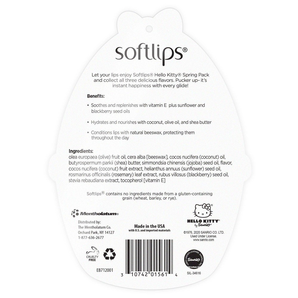 slide 2 of 8, Softlips Hello Kitty Easter Basket Natural Lip Balm, 3 ct