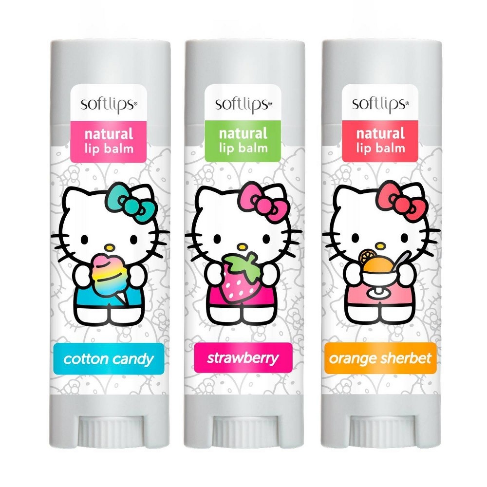 slide 3 of 8, Softlips Hello Kitty Easter Basket Natural Lip Balm, 3 ct