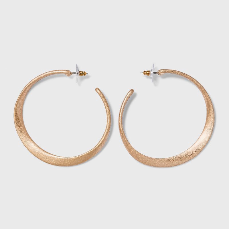 slide 1 of 1, Sculpted Worn Gold Post Hoop Earrings - Universal Thread™ Gold, 1 ct