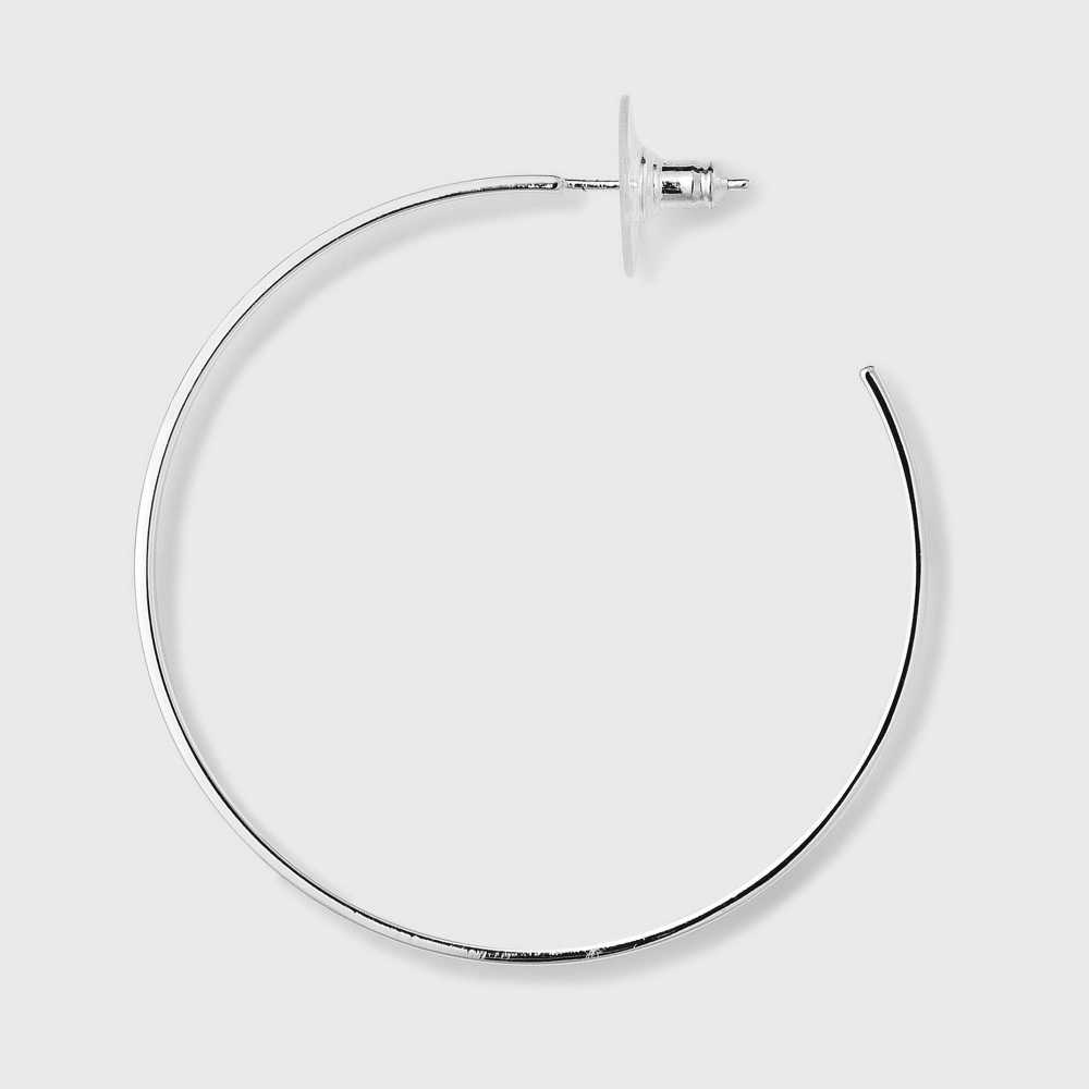 slide 2 of 2, Silver Plated Flat Hoop Earrings - A New Day Silver, 1 ct