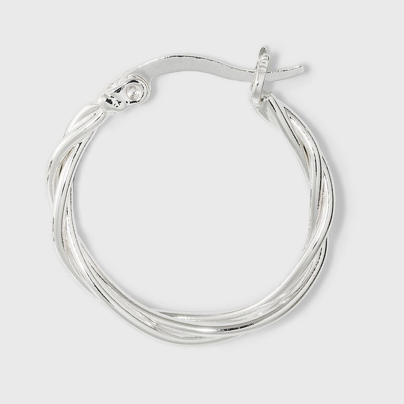 slide 2 of 2, Silver Plated Braided and Polished Hoop Earring Set 2pc - A New Day™ Silver: Nickel-Free, Snap Closure, 2 ct