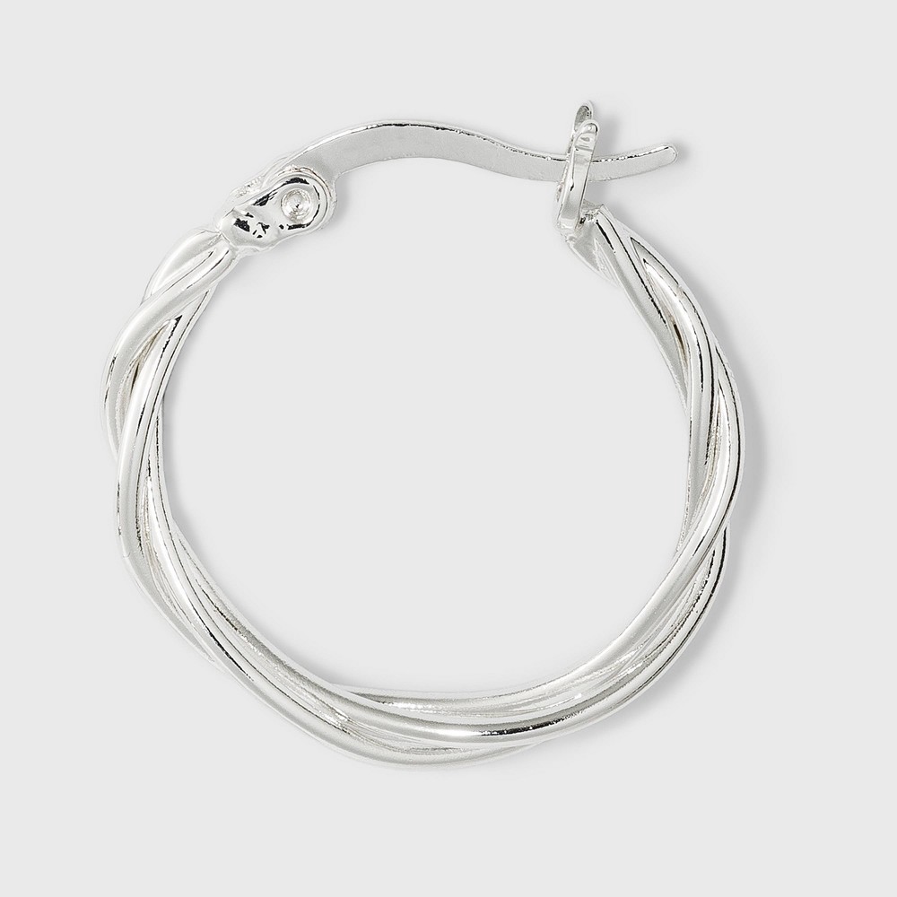 slide 2 of 2, Silver Plated Braided and Polished Hoop Earring Set - A New Day Silver, 1 ct