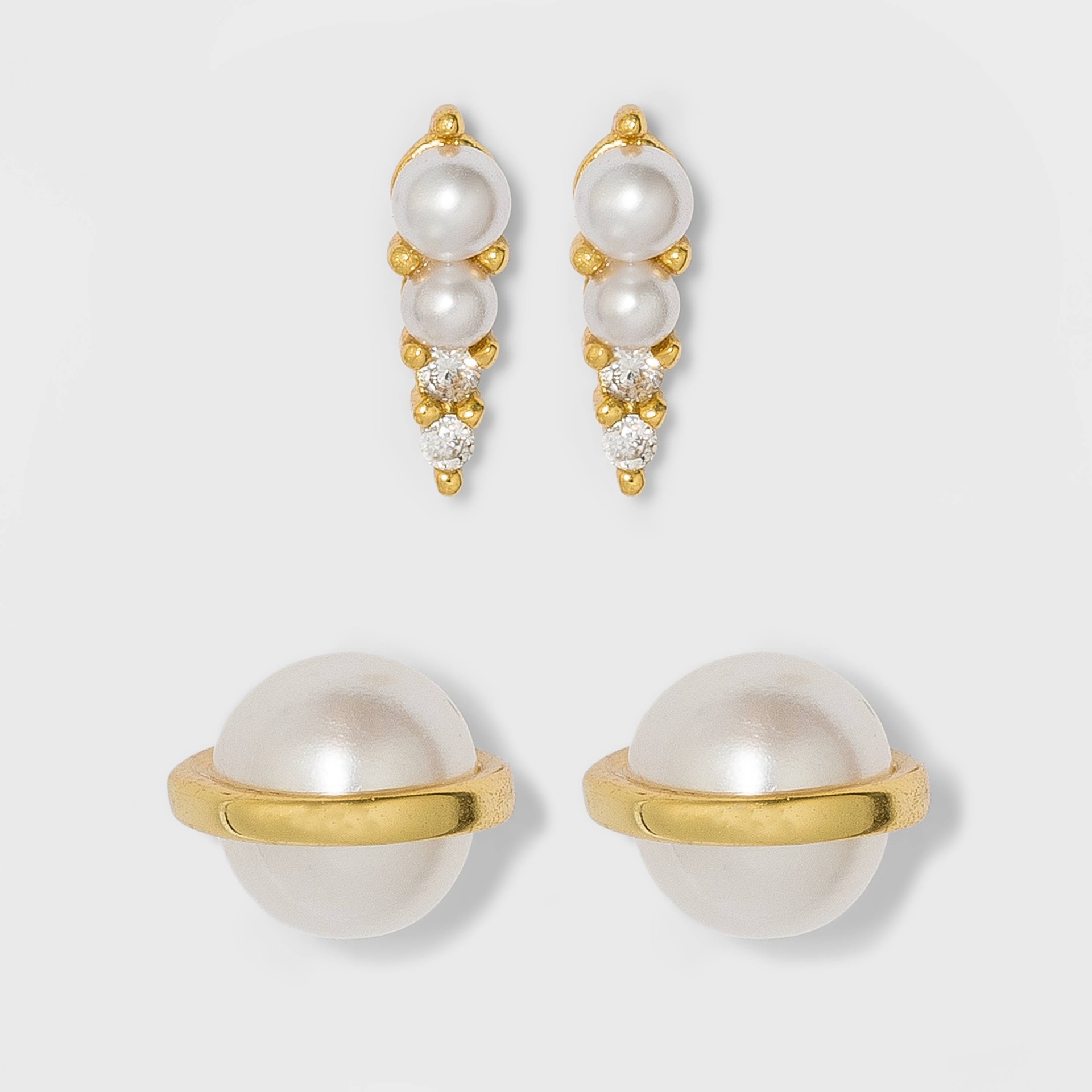 slide 1 of 2, Sterling Silver Freshwater Pearl Stud Earring Set 2pc - A New Day Gold, 2 ct