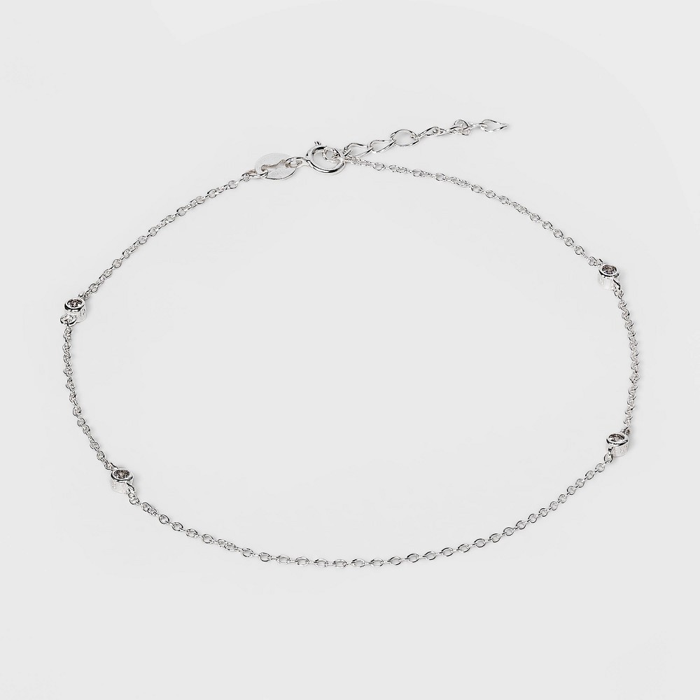 slide 2 of 2, Sterling Silver Stationed Cubic Zirconia Anklet - A New Day Silver, 1 ct