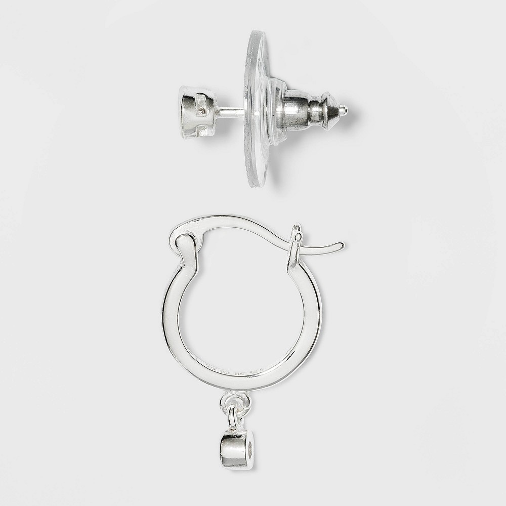 slide 2 of 2, Sterling Silver Cubic Zirconia Hoop Stud Earring Set - A New Day Silver, 2 ct