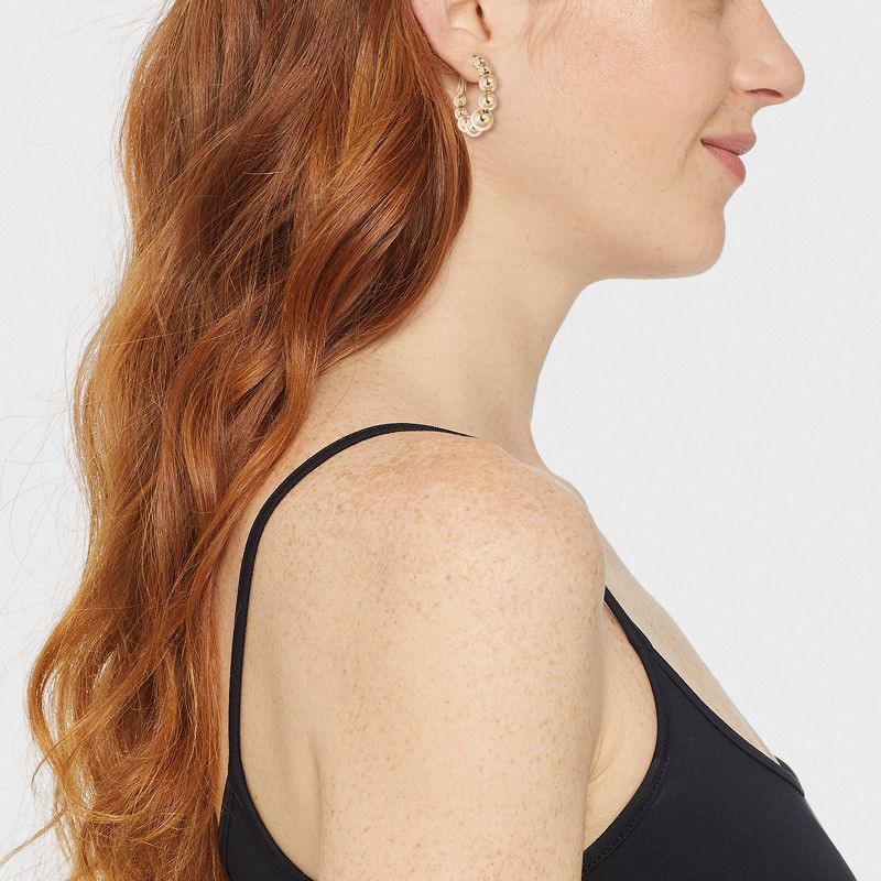 slide 2 of 6, Ball Hoop Earrings - A New Day™ Gold: Nickel-Free Metal, Post Closure, 1.4" Length, 1 ct