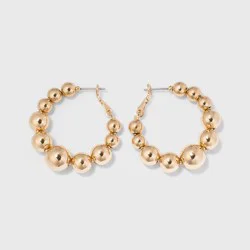 Ball Hoop Earrings - A New Day™ Gold: Nickel-Free Metal, Post Closure, 1.4" Length