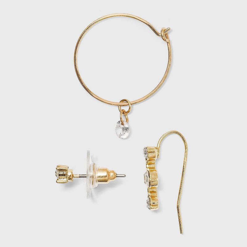 slide 2 of 2, Charm Hoop, Stud and Ear Climber Earring Set 8pc - A New Day™: Nickel-Free Metal, Post Closure, 8 ct