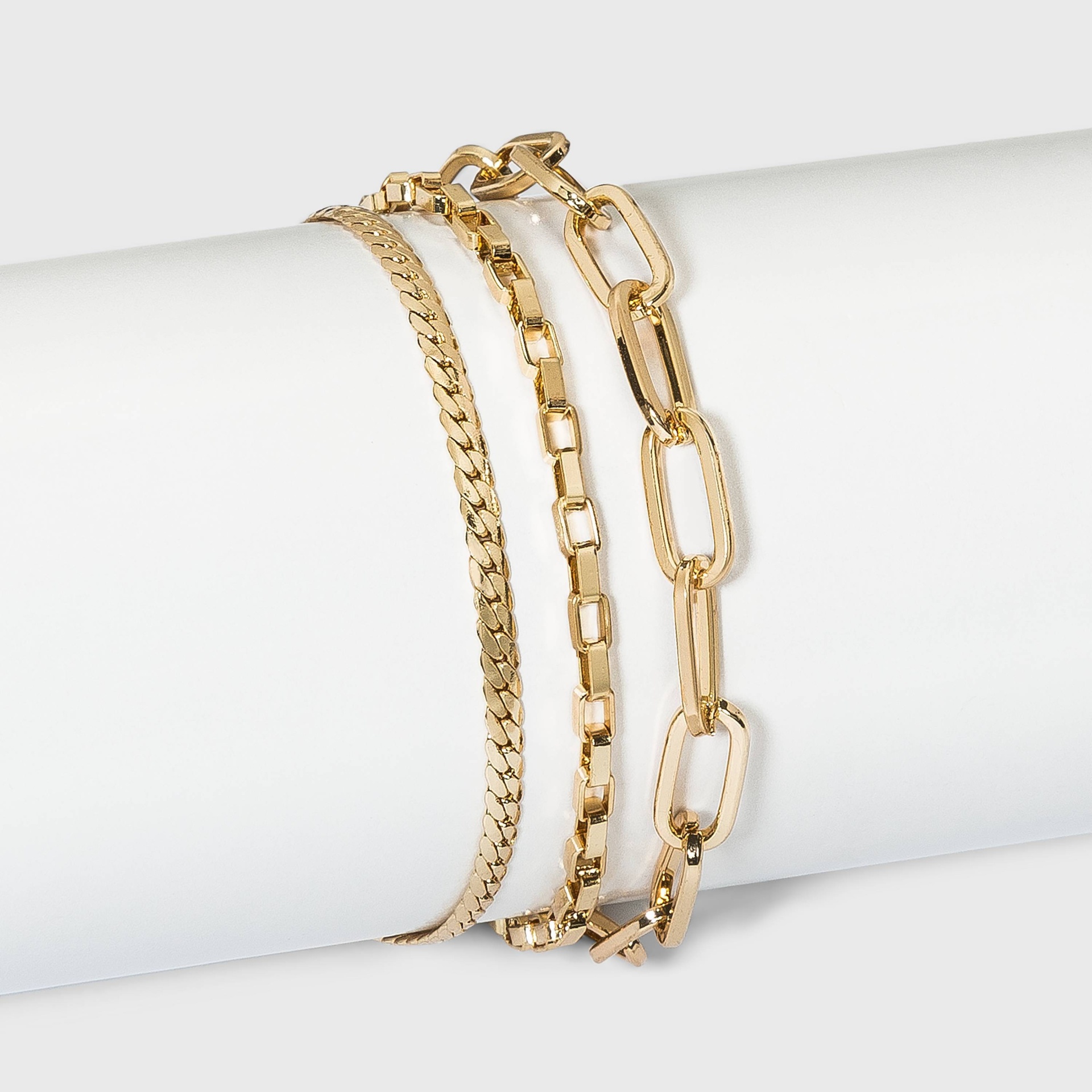 slide 1 of 2, Paperclip Chain Bracelet Set - A New Day Gold, 1 ct
