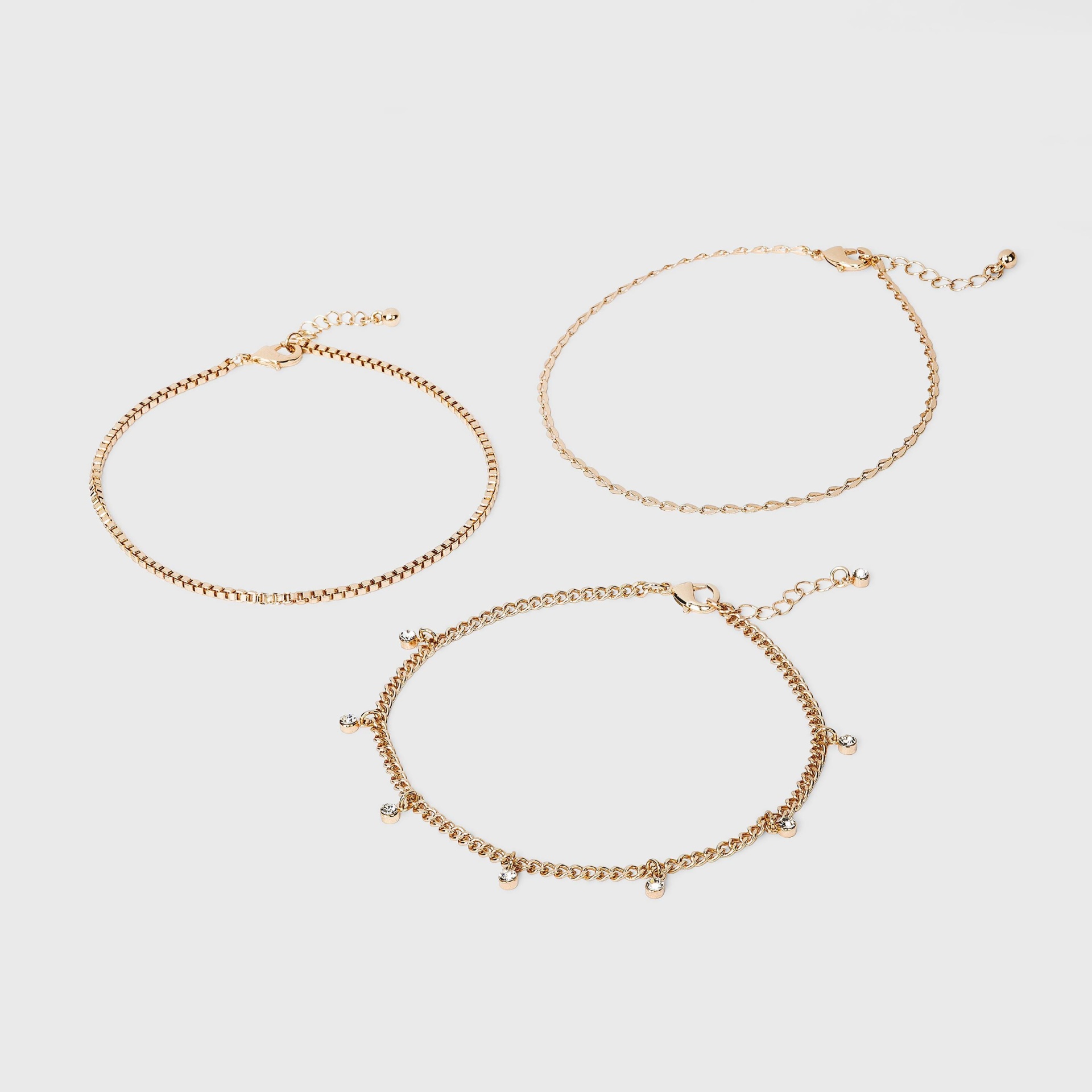 slide 1 of 2, Gem Drop Anklet Set 3pc - A New Day Gold, 3 ct