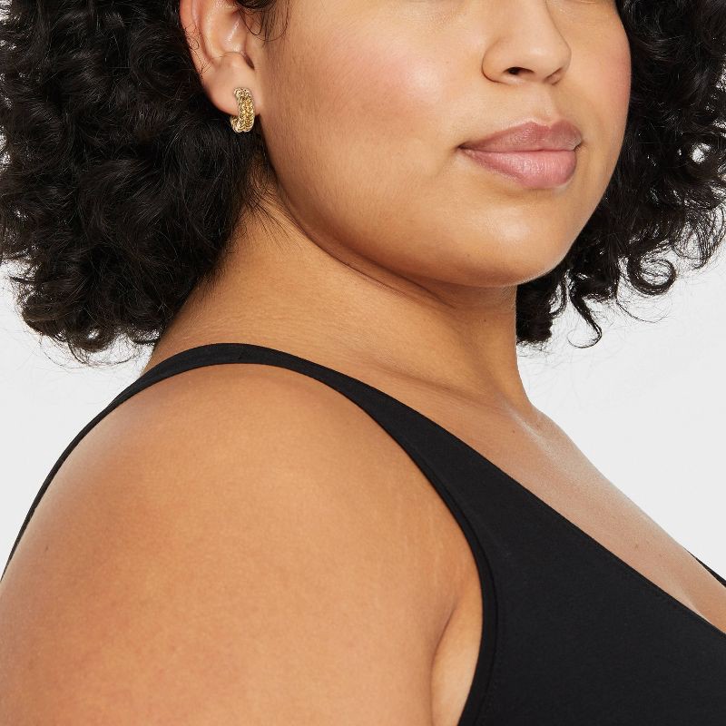 slide 2 of 3, Small Textured Hoop Earrings - A New Day™ Gold: Nickel-Free Metal, Post Closure, 1 ct