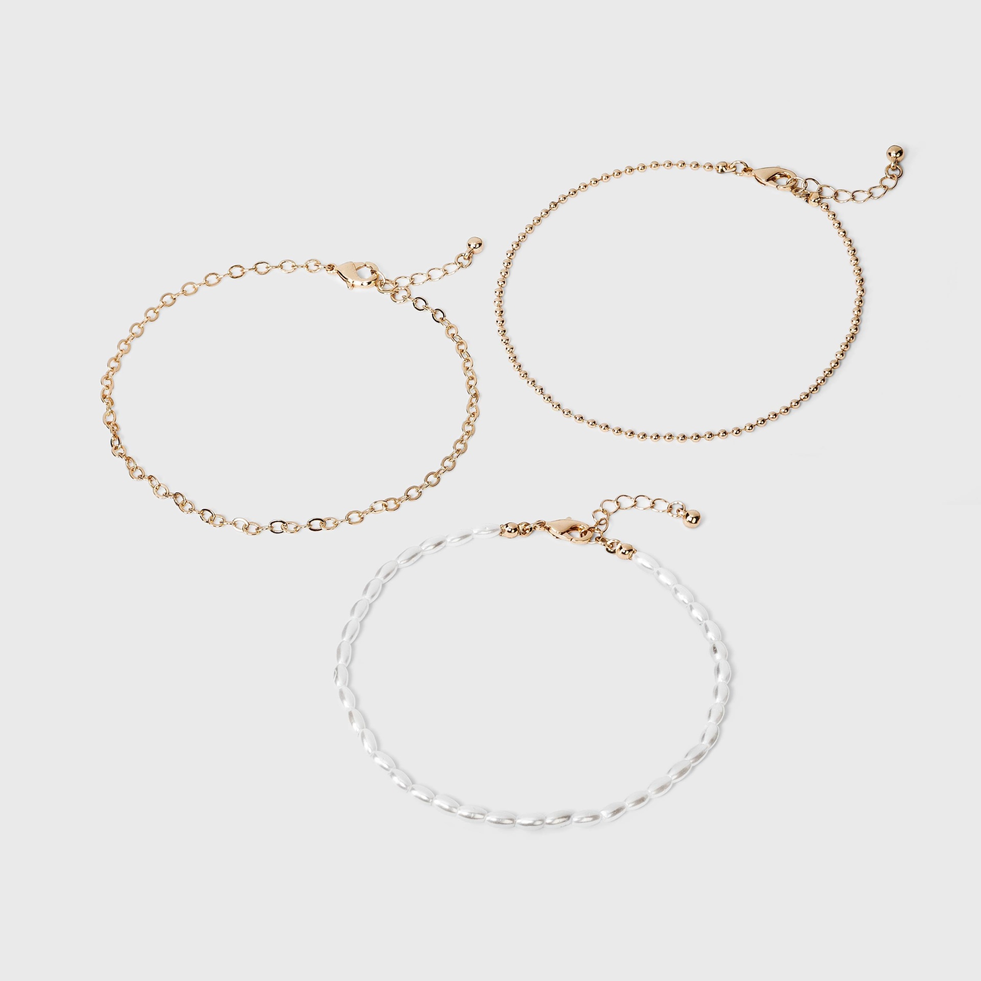 slide 1 of 2, Pearl Anklet Set 3pc - A New Day Gold, 3 ct