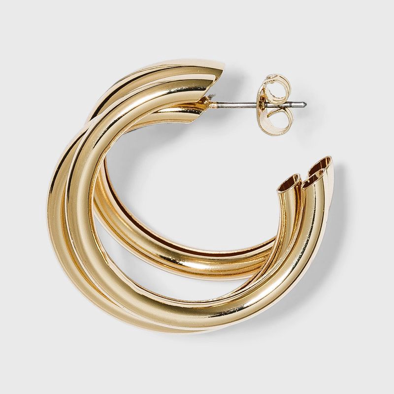 slide 3 of 3, Multi Tube Hoop Earrings - A New Day™ Gold: Nickel-Free Metal, Post Closure, 1 ct
