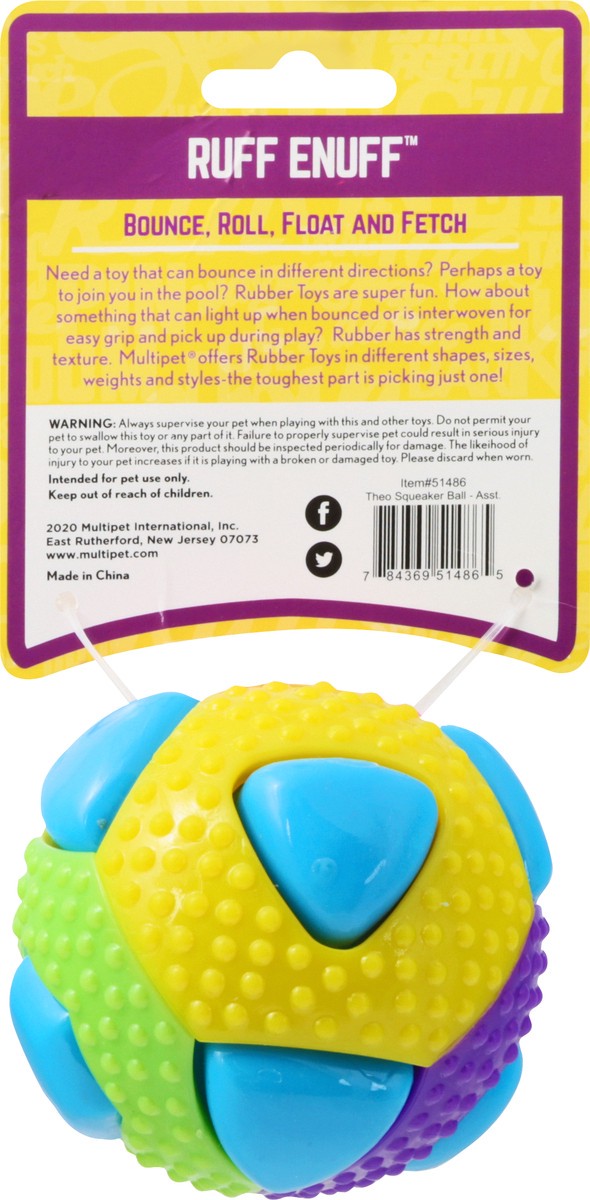 slide 5 of 9, MultiPet Ruff Enuff Theo Squeaker Ball Dog Toy 1 ea, 3 in