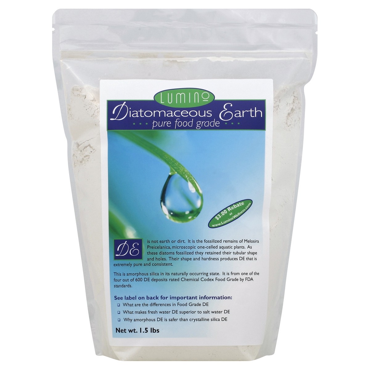 slide 2 of 3, Lumino Diatomaceous Earth 1.5 lb, 1.5 lb