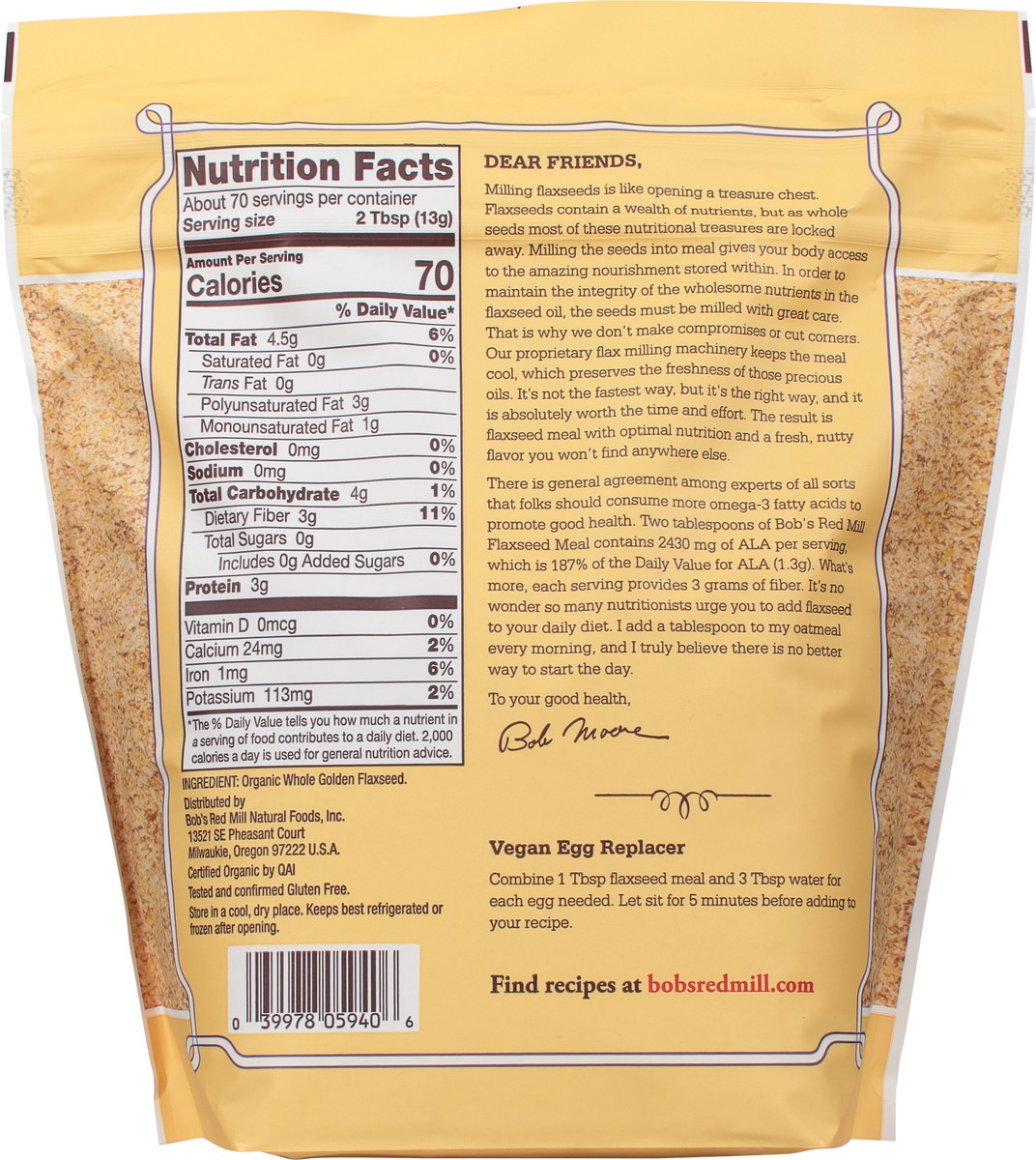 slide 5 of 9, Bob's Red Mill Golden Organic Flaxseed Meal, 32 oz