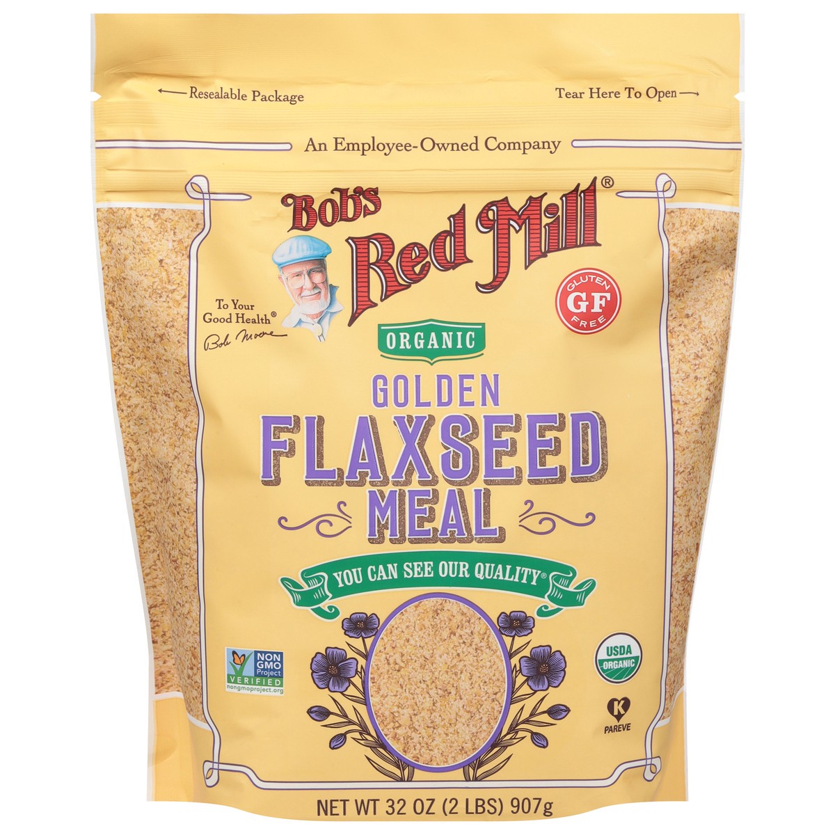 slide 1 of 9, Bob's Red Mill Golden Organic Flaxseed Meal, 32 oz