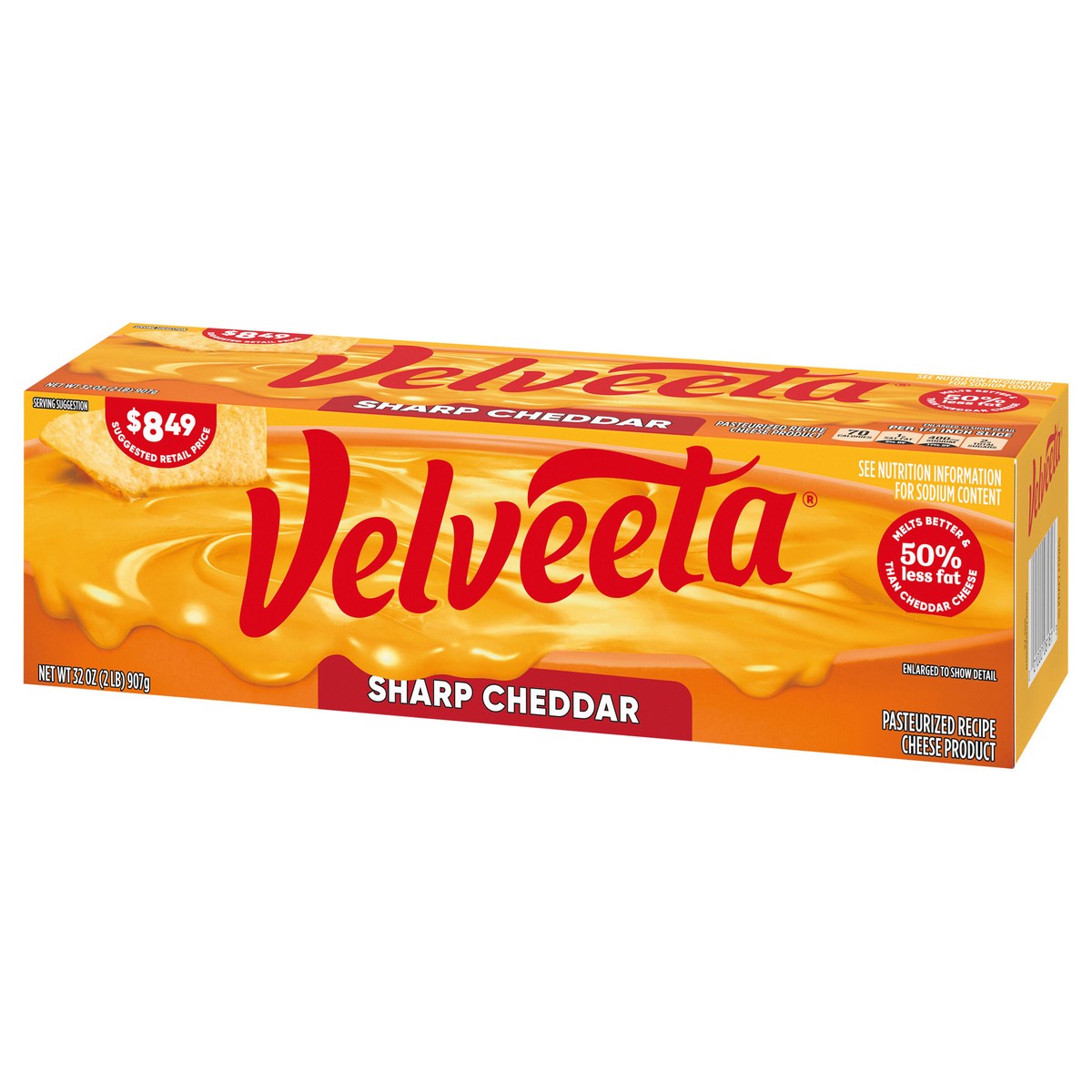 slide 6 of 13, Velveeta Sharp Cheddar Pasteurized Recipe Cheese Product, 32 oz Block, 32 oz