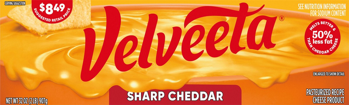 slide 13 of 13, Velveeta Sharp Cheddar Pasteurized Recipe Cheese Product, 32 oz Block, 32 oz