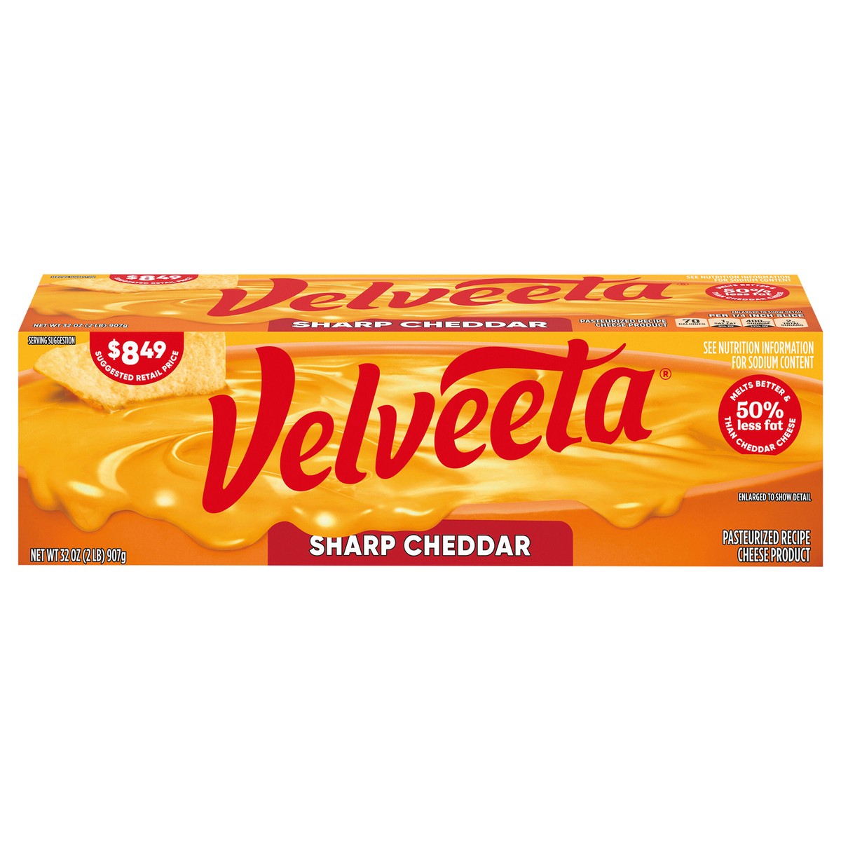 slide 11 of 13, Velveeta Sharp Cheddar Pasteurized Recipe Cheese Product, 32 oz Block, 32 oz