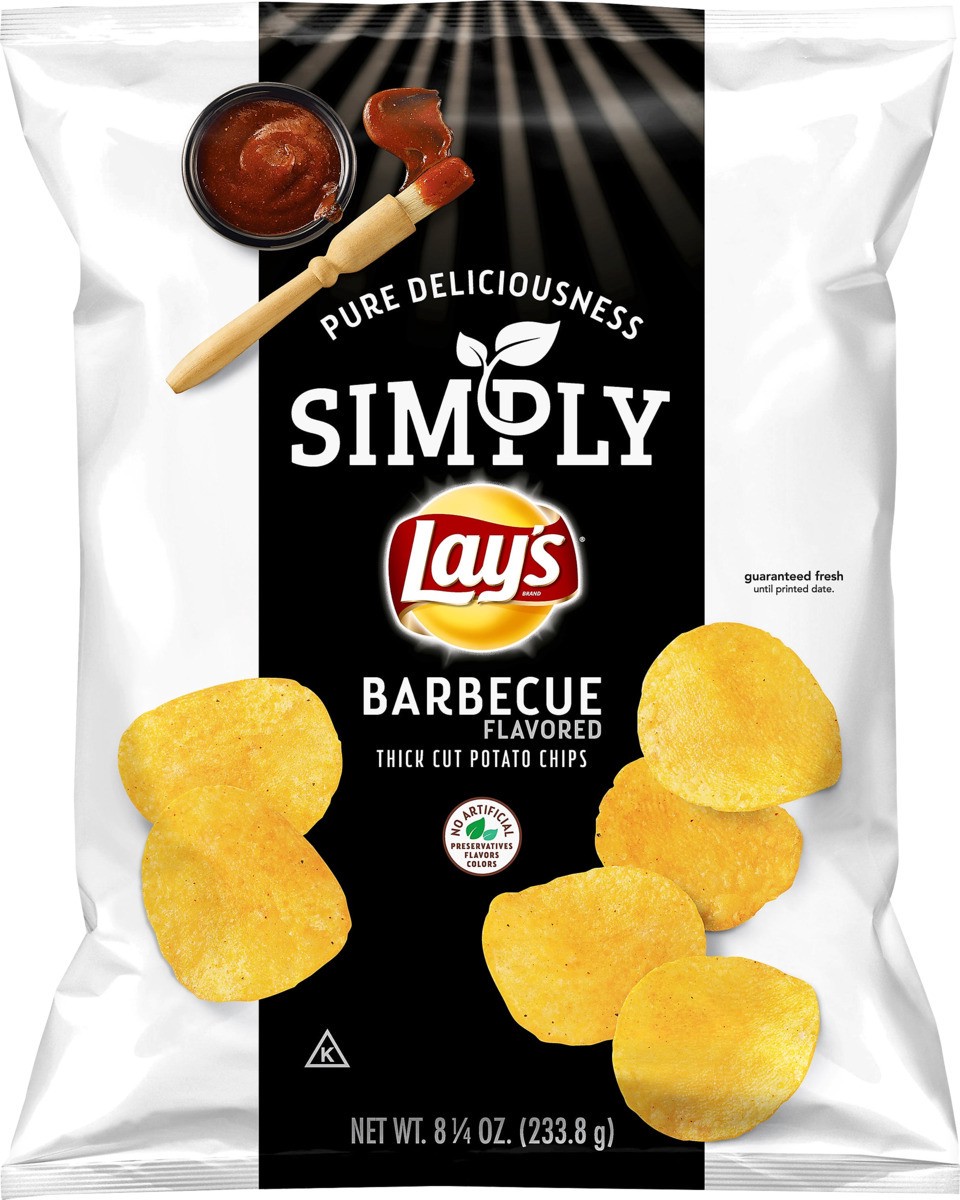 slide 2 of 5, Lay's Simply Thick Cut Barbecue Flavored Potato Chips 8.25 oz, 8.25 oz