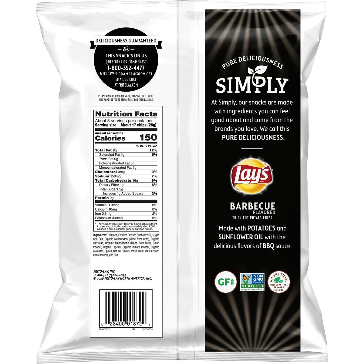 slide 3 of 5, Lay's Simply Thick Cut Barbecue Flavored Potato Chips 8.25 oz, 8.25 oz