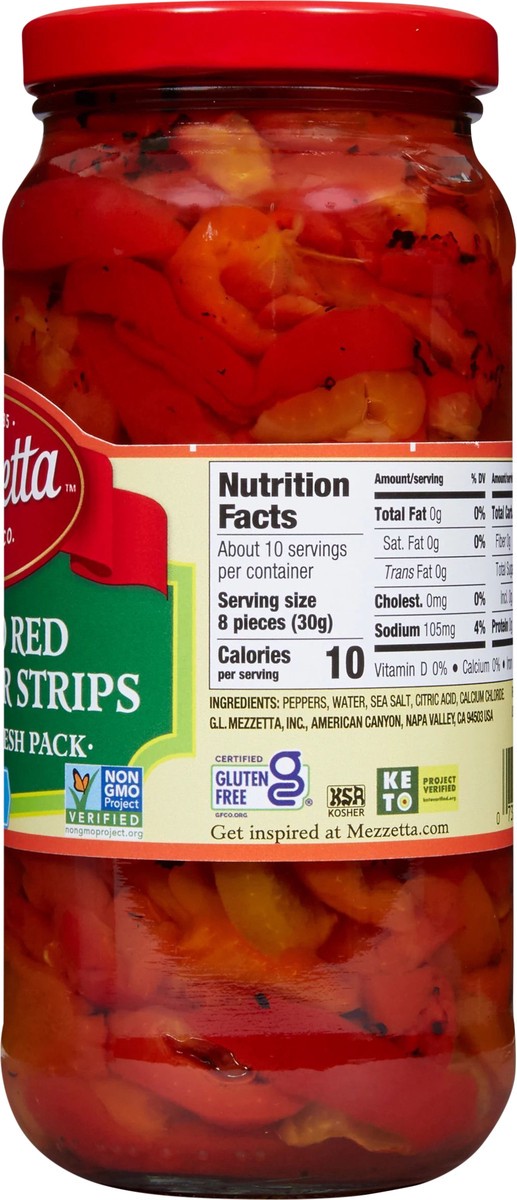 slide 2 of 7, Mezzetta Roasted Red Bell Pepper Strips CA, 16 fl oz, 16 fl oz