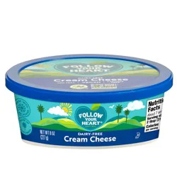 Follow Your Heart Dairy Free Cream Cheese, Original, Gluten Free Vegan Spread, Creamy Spread Great for Bagels and Frostings, One 8 OZ Tub