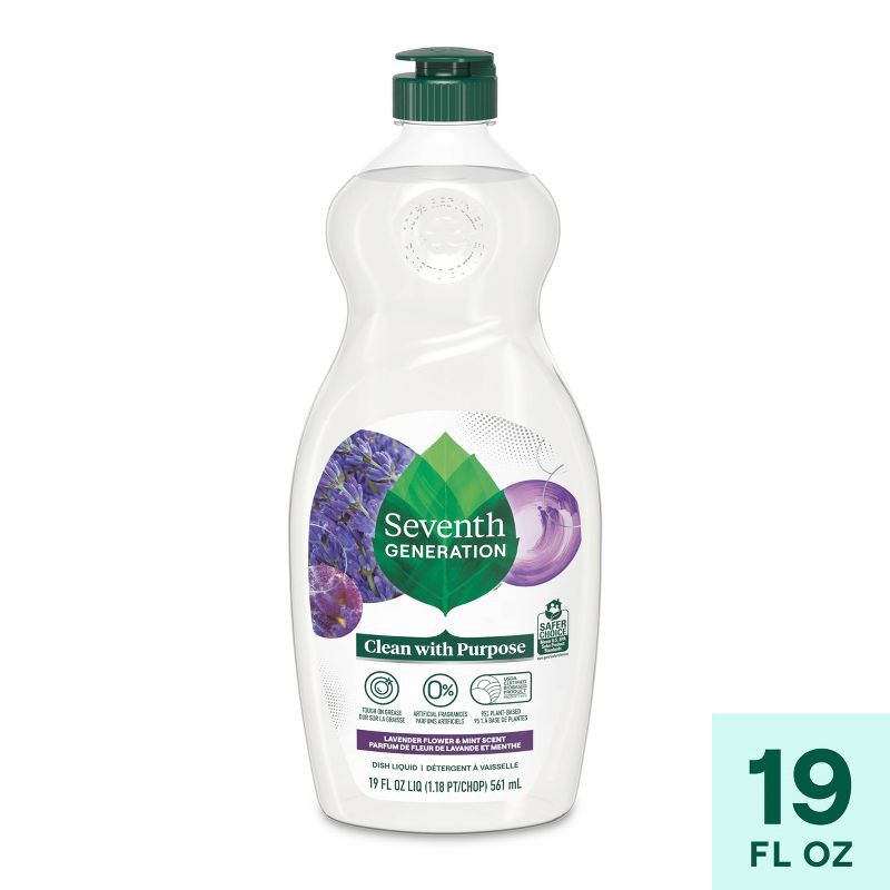 slide 1 of 10, Seventh Generation Lavender & Mint Dish Liquid Soap - 19 fl oz, 19 fl oz