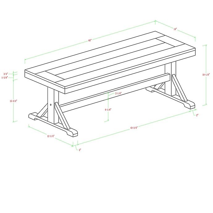 slide 4 of 7, Forest Gate Wheatridge Farmhouse Solid Wood Dining Bench - Antique Black, 1 ct